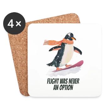 flight was never an option- Lustiger Pinguin - Untersetzer (4er-Set) - Weiß - Vorne