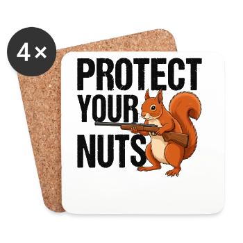 Protect Your Nuts - Untersetzer (4er-Set) - Weiß - Vorne