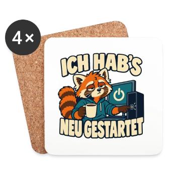 Ich hab’s neu gestartet – IT-Support Admin Spruch - Untersetzer (4er-Set) - Weiß - Vorne