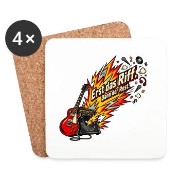 Rockfan Gitarrenriff Metal Fan Riff zuerst - Untersetzer (4er-Set) - Weiß - Vorne