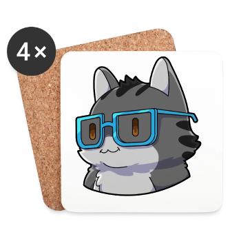  Mathe Katze Nerd - Untersetzer (4er-Set) - Weiß - Vorne