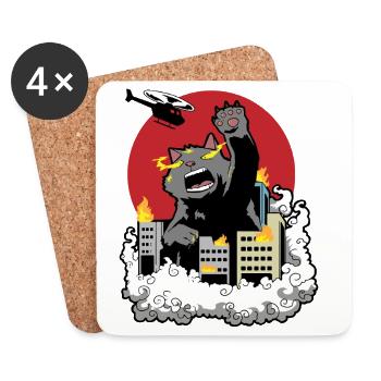  Catzilla Monsterkatze - Untersetzer (4er-Set) - Weiß - Vorne