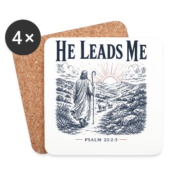 Psalm 23 Hirten-christliches Design - Untersetzer (4er-Set) - Weiß - Vorne
