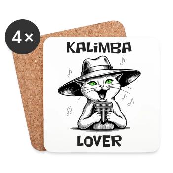 Katzenspiel Kalimba – Kalimba-Liebhaber - Untersetzer (4er-Set) - Weiß - Vorne