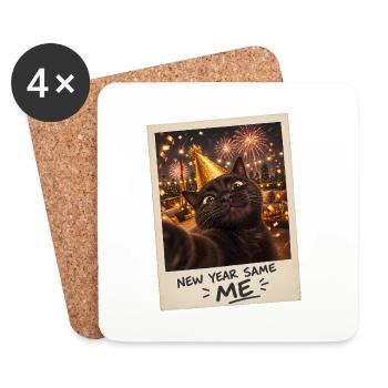 New Year Same Me Schwarze Katze Silvester - Untersetzer (4er-Set) - Weiß - Vorne