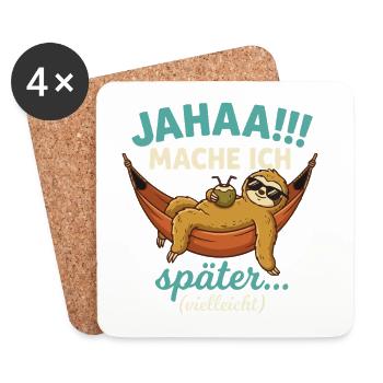 Jahaa Mache ich spaeter vielleicht - Untersetzer (4er-Set) - Weiß - Vorne