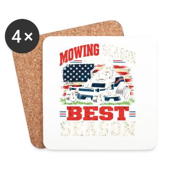 Mowing Season Zero Turn Rasenmäher USA Flagge - Untersetzer (4er-Set) - Weiß - Vorne