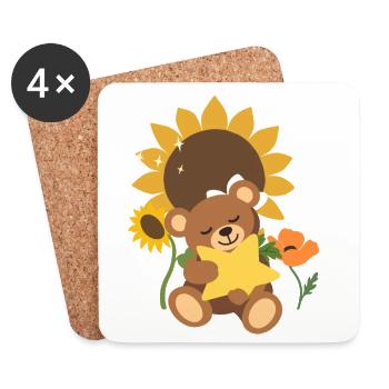 Teddy Blumen Kinder Stern - Untersetzer (4er-Set) - Weiß - Vorne