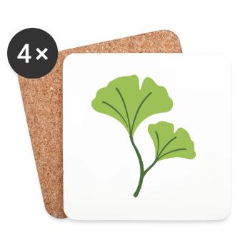 Ginkgo Pflanze Illustration Geschenkidee - Untersetzer (4er-Set) - Weiß - Vorne