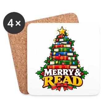 Merry & Read Buch-Weihnachtsbaum - Untersetzer (4er-Set) - Weiß - Vorne
