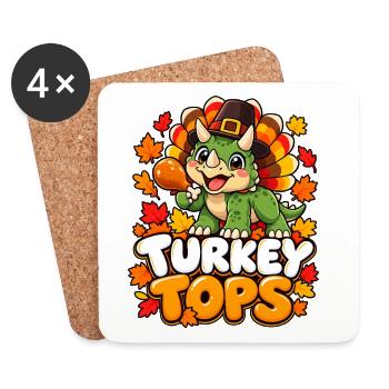 Herbst Dino Turkey Tops - Untersetzer (4er-Set) - Weiß - Vorne