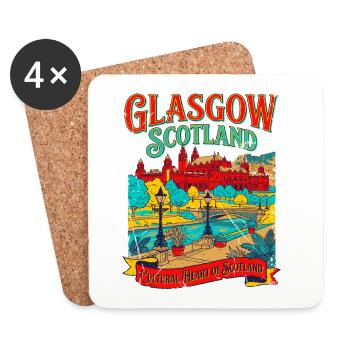 View City Glasgow Scotland Cultural Heart - Untersetzer (4er-Set) - Weiß - Vorne