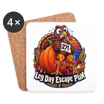 Thanksgiving-Truthahn Leg Day Escape Plan - Untersetzer (4er-Set) - Weiß - Vorne