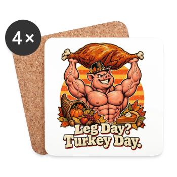 Thanksgiving Bodybuilder-Schwein Truthahn Spruch - Untersetzer (4er-Set) - Weiß - Vorne
