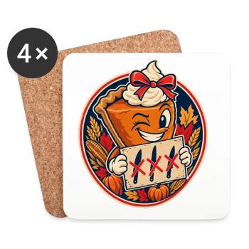 Thanksgiving Kürbiskuchen Zu Süß Zum Anschneiden - Untersetzer (4er-Set) - Weiß - Vorne