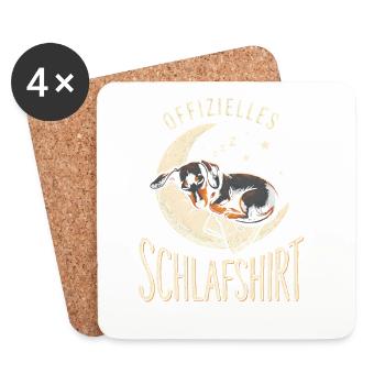 Dackel Offiziell Müde Schlafender Hund Auf Kissen - Untersetzer (4er-Set) - Weiß - Vorne