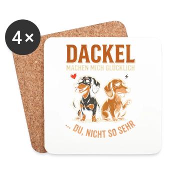 Dackel Machen Mich Glücklich Du Nicht So Sehr - Untersetzer (4er-Set) - Weiß - Vorne
