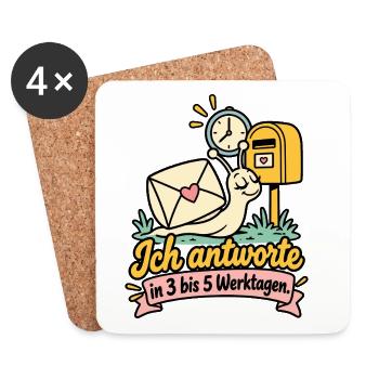Ich antworte in 3 bis 5 Werktagen - Untersetzer (4er-Set) - Weiß - Vorne