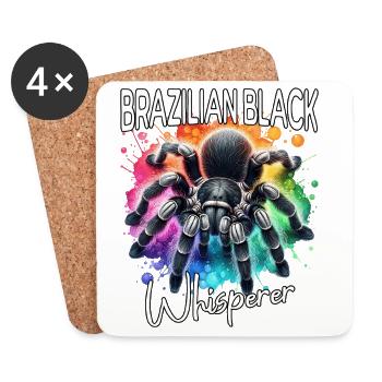 Schwarze Vogelspinne Flüsterer - Untersetzer (4er-Set) - Weiß - Vorne