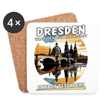 SACHSEN DRESDEN - Untersetzer (4er-Set) - Weiß - Vorne