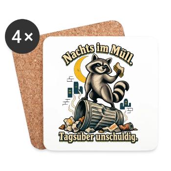 Waschbär Trash Panda Humor Nachtmensch - Untersetzer (4er-Set) - Weiß - Vorne