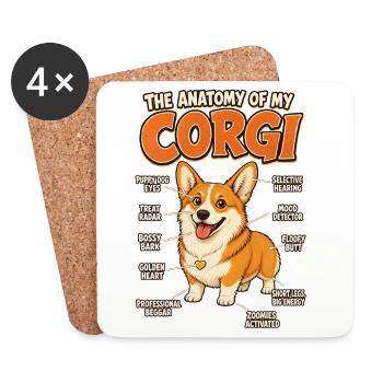 Welsh Corgi Hundespruch Hundehalter Gassi Design - Untersetzer (4er-Set) - Weiß - Vorne
