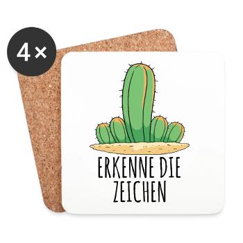 Kaktus - Erkenne die Zeichen - Untersetzer (4er-Set) - Weiß - Vorne
