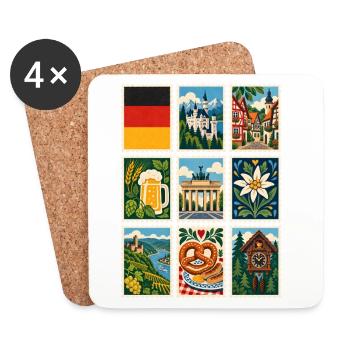 Deutschland Briefmarken - Untersetzer (4er-Set) - Weiß - Vorne