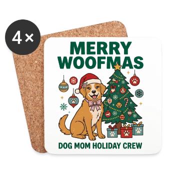 Fröhliche Woofmas Hundemama-Weihnachtscrew - Untersetzer (4er-Set) - Weiß - Vorne