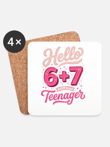 13. Geburtstag Teenager Mathe 6 + 7 - Untersetzer (4er-Set) - Weiß