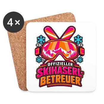 Offizieller Skihaserl-Betreuer - Après-Ski - Untersetzer (4er-Set) - Weiß - Vorne