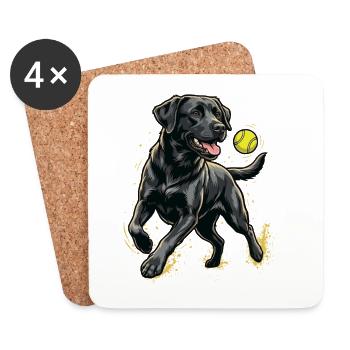Schwarzer Labrador-Verfolgungsball – Labrador-Retriever-Liebhaber - Untersetzer (4er-Set) - Weiß - Vorne