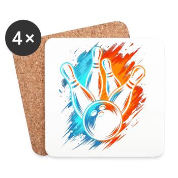 Bowlingkugel Herren Kinder Jungen Bowling - Untersetzer (4er-Set) - Weiß - Vorne