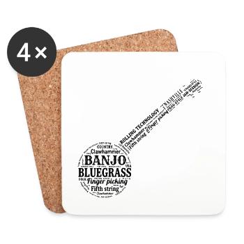 Banjo Bluegrass Country Fingerpicking Wortwolke - Untersetzer (4er-Set) - Weiß - Vorne