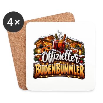 Lustig Weihnachtsmarkt offizieller Budenbummler - Untersetzer (4er-Set) - Weiß - Vorne