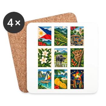 Philippinen Briefmarken - Untersetzer (4er-Set) - Weiß - Vorne