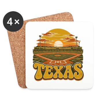 Texas Sonnenuntergang Baseballfeld - Untersetzer (4er-Set) - Weiß - Vorne