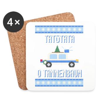 Tatütata O Tannenbaum - Polizei Ugly Sweater - Untersetzer (4er-Set) - Weiß - Vorne