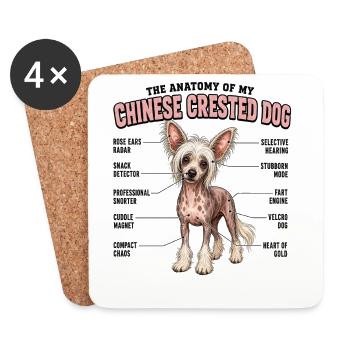 Anatomie Chinesischer Schopfhund Gassi - Untersetzer (4er-Set) - Weiß - Vorne