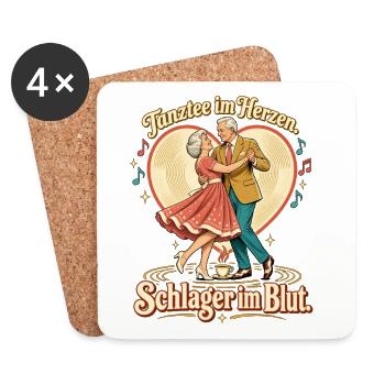 Schlagerfan Oma Opa Schlagerliebe Tanztee - Untersetzer (4er-Set) - Weiß - Vorne