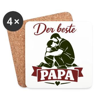 Der beste Papa Umarmung - Untersetzer (4er-Set) - Weiß - Vorne