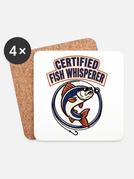 Certified Fish Whisperer - Fishing Humor - Untersetzer (4er-Set) - Weiß