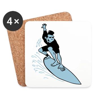Two Color Surfer Drawing - Coasters (set of 4) - white - Front