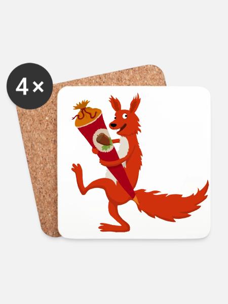 Eichhörnchen Schultüte - Untersetzer (4er-Set) - Weiß