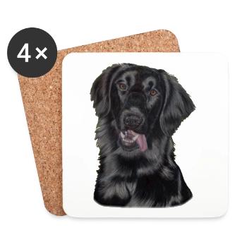 flatcoated retriever pastels - Coasters (set of 4) - white - Front