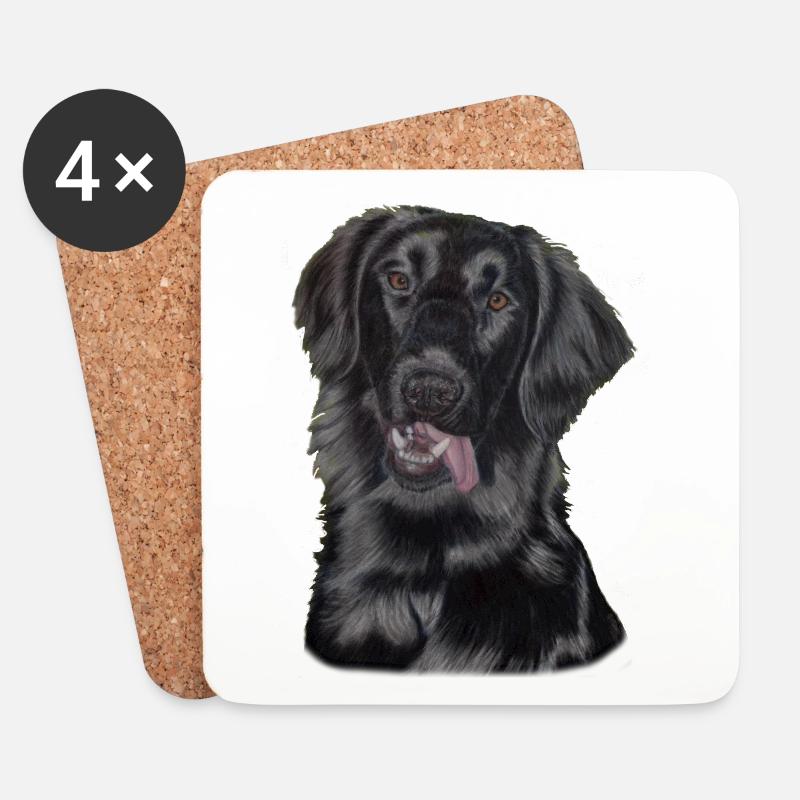 flach beschichtete Retriever-Pastelle - Untersetzer (4er-Set) - Weiß