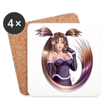 Anime Pigtails - Coasters (set of 4) - white - Front