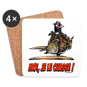 The Pheasant, Moi Je Le Chasse! - Coasters (set of 4) - white - Front