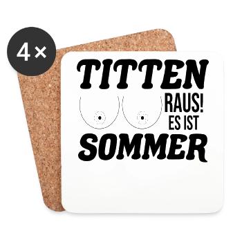 Tits Out, c'est l'été - Dessous de verre (lot de 4) - blanc - Devant