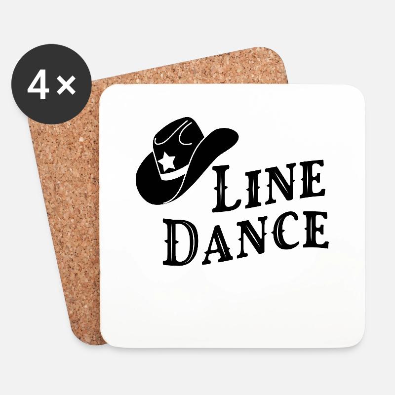 Line Dance Country Cowboyhut - Untersetzer (4er-Set) - Weiß